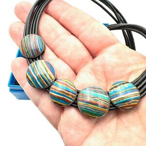 Jay King Womens Necklace Sterling Silver Turquoise Rainbow Calsilica Reversible